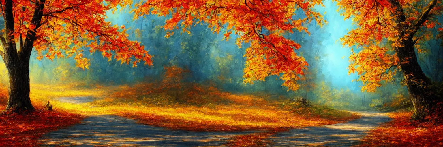 Image similar to beautiful painting of autumn scenery, wallpaper, 4k, detailed