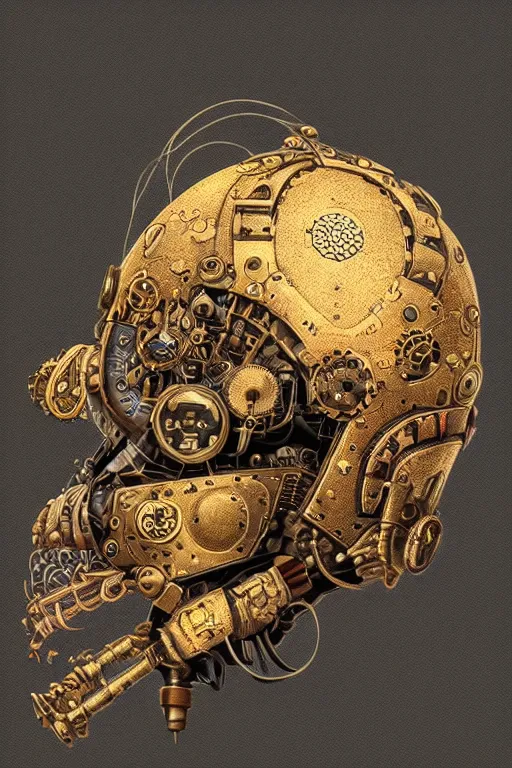 Image similar to steampunk helmet fantasy art mask robot ninja stylized digital illustration sharp focus, elegant intricate digital painting artstation concept art global illumination ray tracing advanced technology chaykin howard and campionpascale and cooke darwyn and davis jack