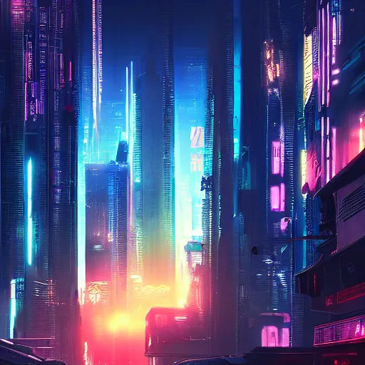 Prompt: cyberpunk city, sunrise, landscape, intricate, detailed, volumetric lighting, scenery, photorealistic, highly detailed, sharp focus, neonlights, 2 0 7 7, blade runner, digital painting, artstation