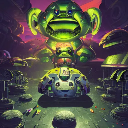 Image similar to battletoads in a spacesuit exploring alien infested space station, dark, foreboding, dark video game icon design, 2 d game fanart, behance hd, by jesper ejsing, highly detailed, by rhads, makoto shinkai and lois van baarle, ilya kuvshinov, rossdraws, global illumination