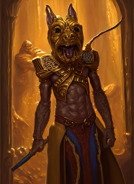 Image similar to a _ fantasy _ style _ portrait _ painting _ of a humanoid gold kobold male in wizard robes in a store selling things, oil _ painting _ unreal _ 5 _ daz. _ rpg _ portrait _ extremely _ detailed _ artgerm _ greg _ rutkowski _ greg