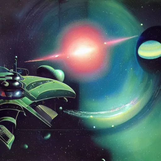 Image similar to Green nebula without planets, Syd Mead, John Harris, Federico Pelat,