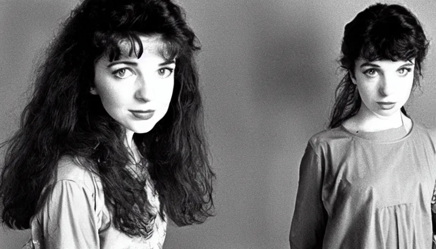 Image similar to young kate bush in stranger things, 1980s, rule of thirds