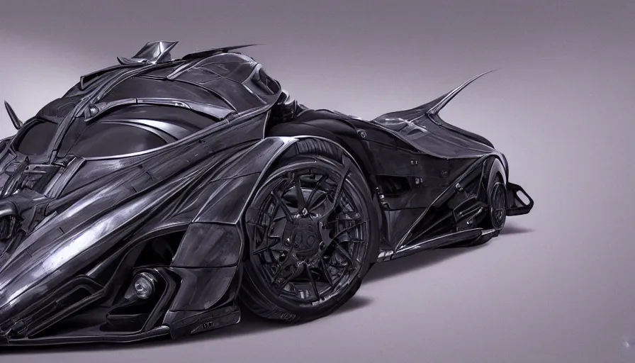 Image similar to rollcage batmobile, realistic, various artists, futuristic, hyperdetailed, artstation, cgsociety, 8 k