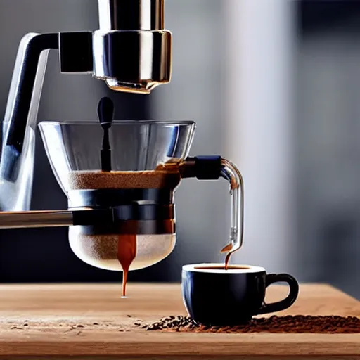 Image similar to a complex machine that pours coffee into your mouth when you wake up