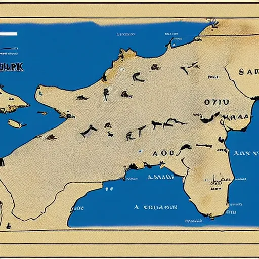 Prompt: a map of turkey invading greece, simplistic design.
