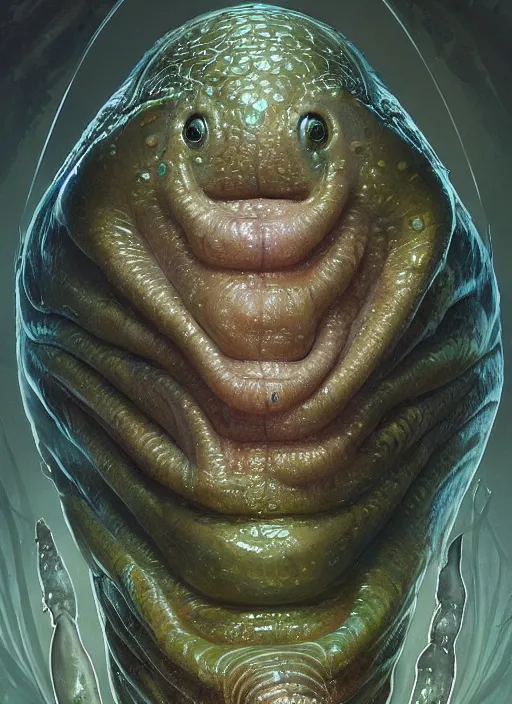 Image similar to elon musk as slimy mollusk, drool, character concept, intricate, elegant, highly detailed, digital painting, artstation, concept art, wallpaper, smooth, sharp focus, illustration, art by h. r. giger and artgerm and greg rutkowski and alphonse mucha