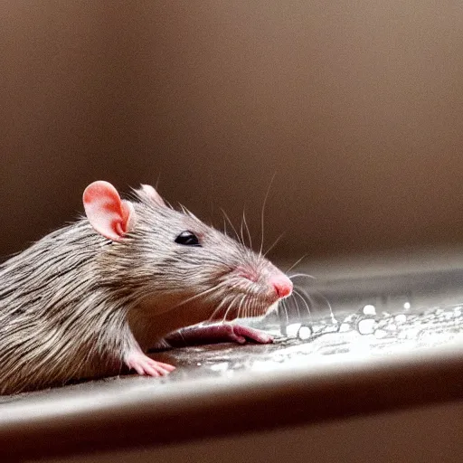 Prompt: wet rat plays sad anime music