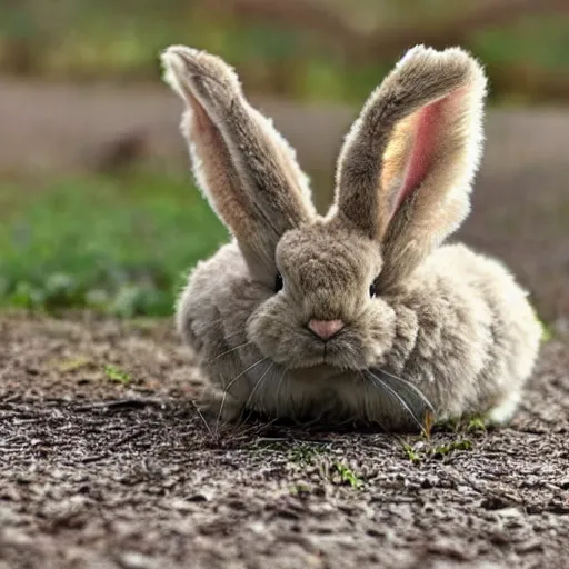 Image similar to photo of a hybrid between a fluffy rabbit and a toad