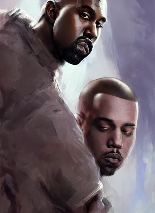 Image similar to Portrait of Kanye West stabbing Pete Davidson, marvel comics, dark, intricate, highly detailed, smooth, artstation, digital illustration by Ruan Jia and Mandy Jurgens and Artgerm and Wayne Barlowe and Greg Rutkowski and Frank Frazetta, 16k