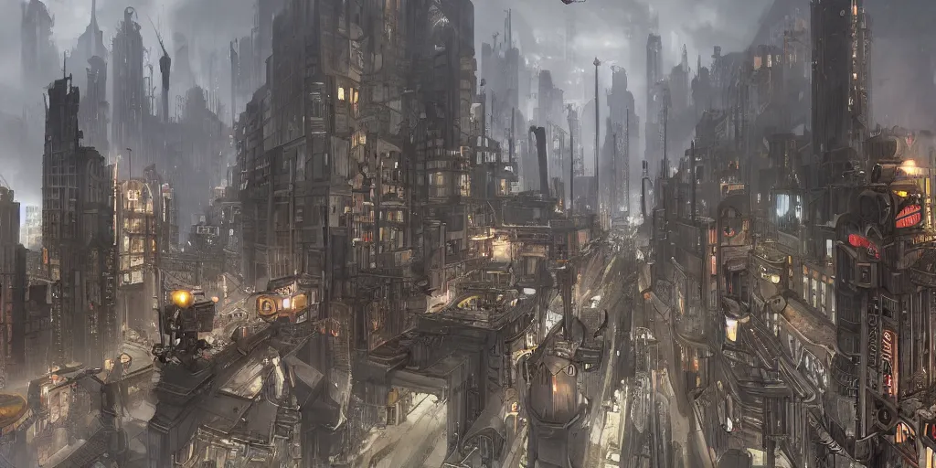 Image similar to cityscape dieselpunk, trending on artstation