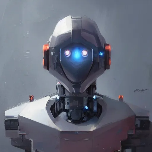 Prompt: A portrait of a robot by Greg Rutkowski, trending on Artstation
