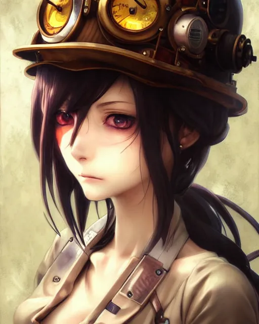 Image similar to portrait Anime Girl steampunk cute-fine-face, pretty face, realistic shaded Perfect face, fine details. Anime. Bioshock steampunk realistic shaded lighting by katsuhiro otomo ghost-in-the-shell, magali villeneuve, artgerm, rutkowski Jeremy Lipkin and Giuseppe Dangelico Pino and Michael Garmash and Rob Rey