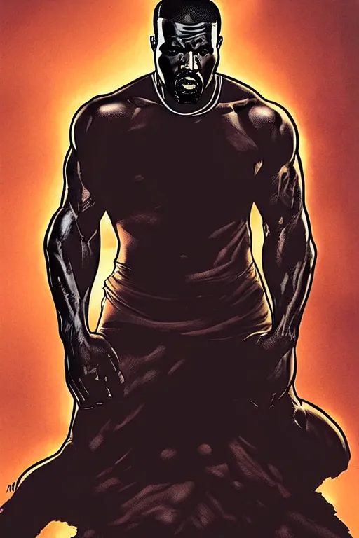 Image similar to character art by mike deodato, kanye, absolute chad