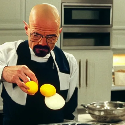 Image similar to walter white cooks an egg