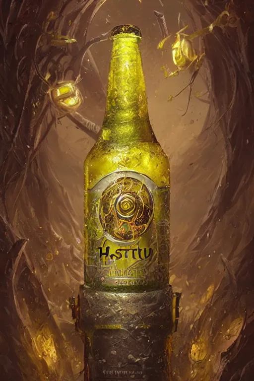 Image similar to hastur throwing back an ice cold natty lite, character art, concept art, painting by Yoann Lossel