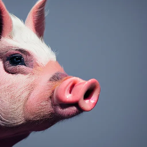 Image similar to profile photo of a cool pig with lipstick