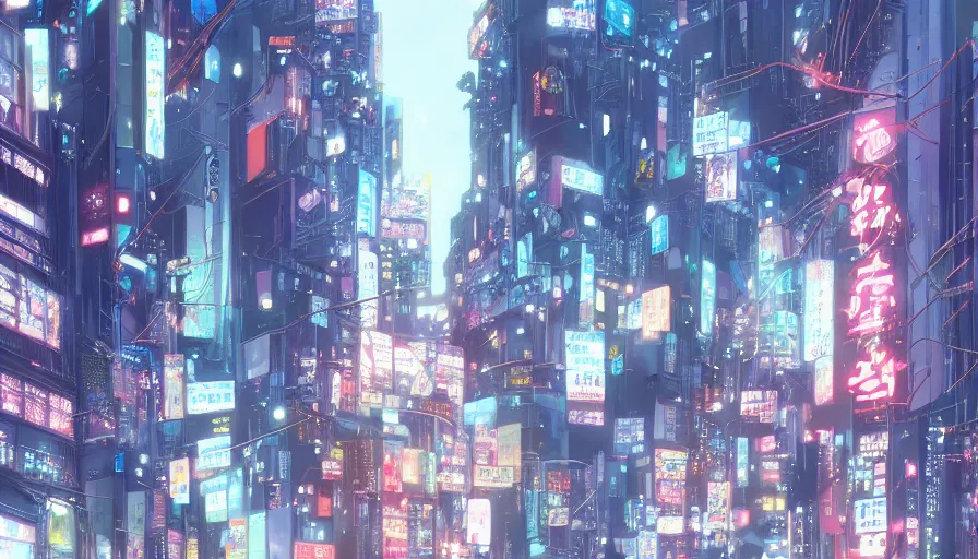 Image similar to a close up of shinjuku by makoto shinkai, beeple and james jean, aya takano color style, 4 k, super detailed, modern, 4 k, symmetrical