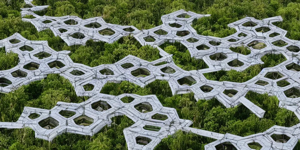 Image similar to a colony of insect civilizations buildings resembling bee