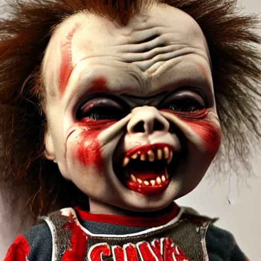 Image similar to screaming death chucky doll