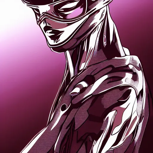 Prompt: masked rider, soft light, mekka, behance, vector, highly detailed illustration, realistic, artstation. com, by shotaro ishinomori