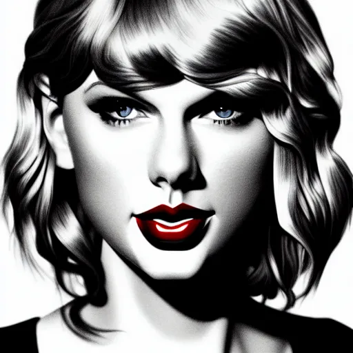 Image similar to portrait of Taylor Swift, highly detailed, centered, solid color background, digital painting