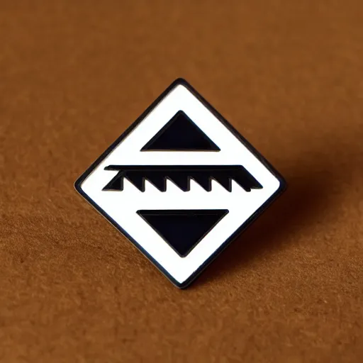 Image similar to a photo of a retro art deco minimalistic clean fire warning enamel pin, studio lighting, behance