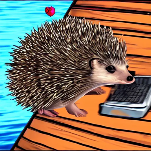 Image similar to hedgehog on a ship in seqa of thieves