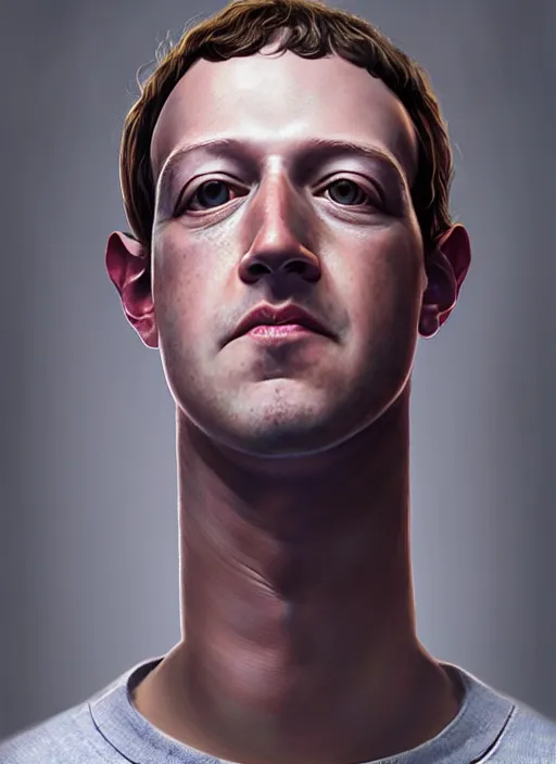 Image similar to portrait of mark zuckerberg with long long neck and lizard eyes and snake tongue, hyper detailed, digital art, trending in artstation, cinematic lighting, studio quality, smooth render, unreal engine 5 rendered, octane rendered, art style by klimt and nixeu and ian sprigger and wlop and krenz cushart.