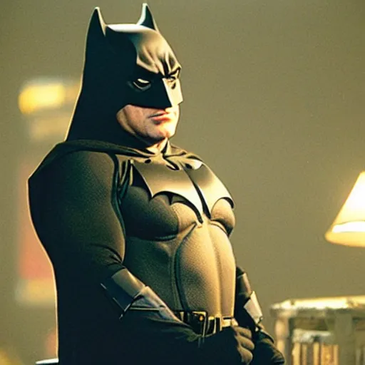 Prompt: Movie still of Danny Devito playing the role of Batman in the movie the batman