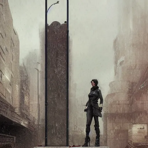 Image similar to a highly detailed epic cinematic concept art CG render digital painting artwork: rain melts concrete socialist monument. Soviet, gloomy, dystopian, night. By Greg Rutkowski, Ilya Kuvshinov, WLOP, Stanley Artgerm Lau, Ruan Jia and Fenghua Zhong, trending on ArtStation, made in Maya, Blender and Photoshop, octane render, excellent composition, cinematic atmosphere, dynamic dramatic cinematic lighting, aesthetic, very inspirational, arthouse