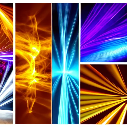 Image similar to enigma, space, pulse, light rays, electric, energy, twisted, unique, studio lighting