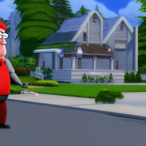 Prompt: a screenshot of peter Griffin in the sims 4