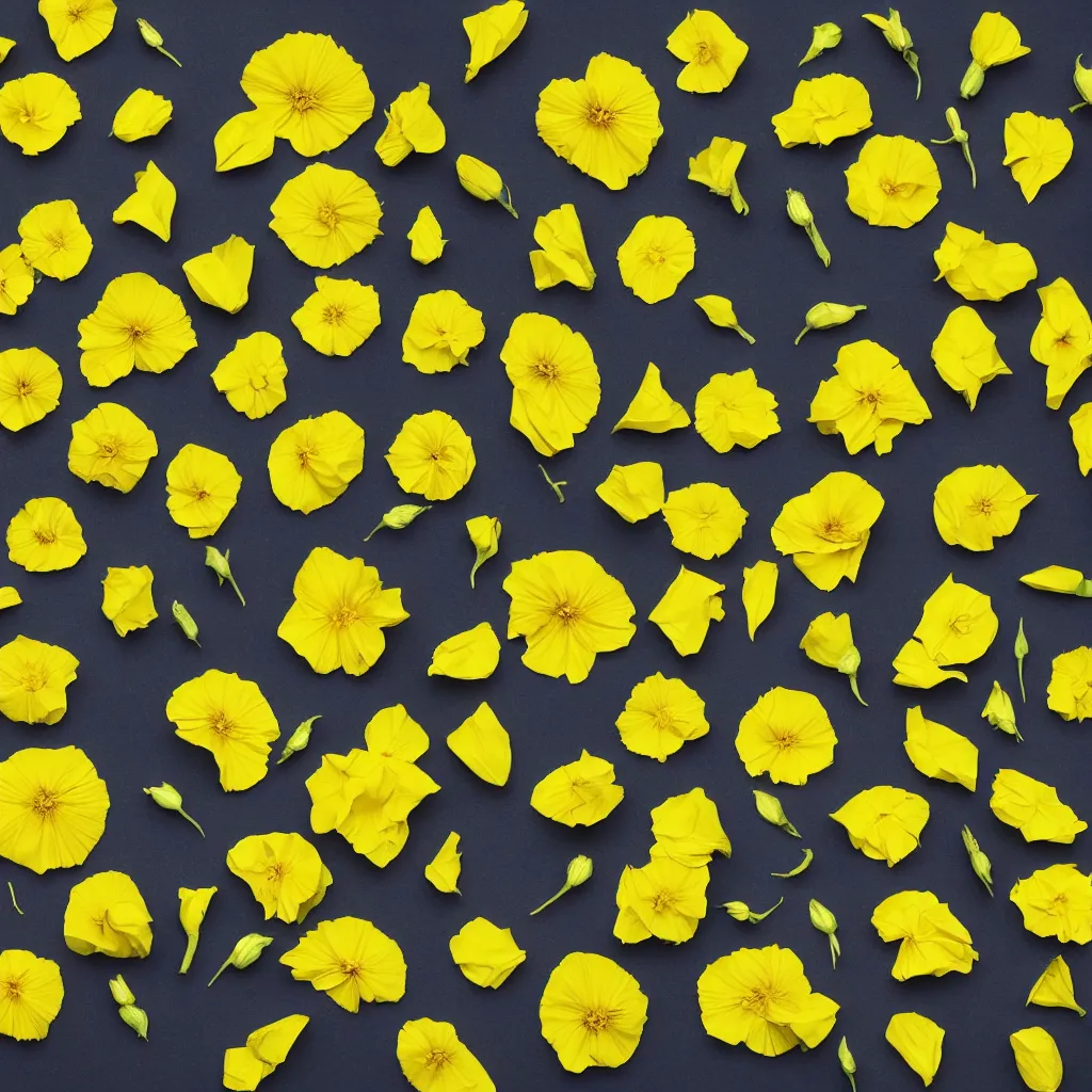 Prompt: separate big yellow flower petals of various kinds, botanical illustration, white background, 8 k