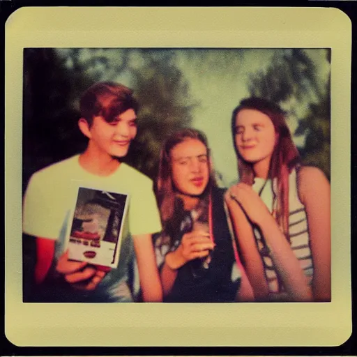 Image similar to teenagers smoking nostalgic polaroid