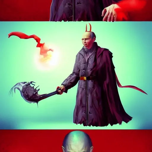 Image similar to putin as a demon, concept art by xi gang, trending on instagram, neo - dada, official art, iso 2 0 0, rendered in maya