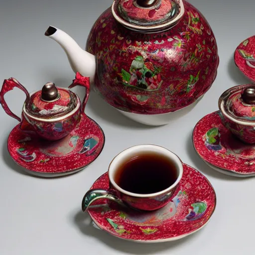 Image similar to dancing tea set, photography,