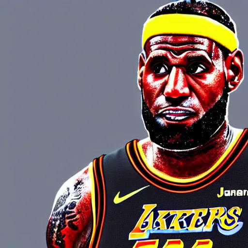 Image similar to a hyperdetailed digital oil portrait painting of Lebron James