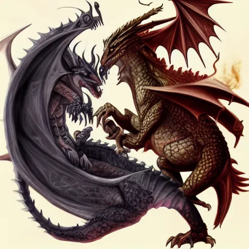 Image similar to a drawing of a dragon and a demon fighting, an illustration of by Anne Stokes, deviantart, fantasy art, d&d, grotesque, polycount