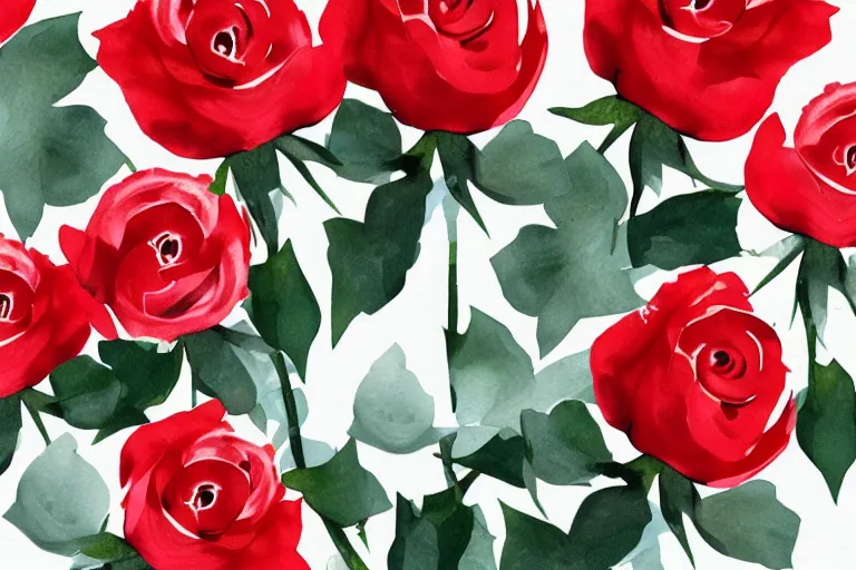 Image similar to red and white roses, watercolor, detailed, white background