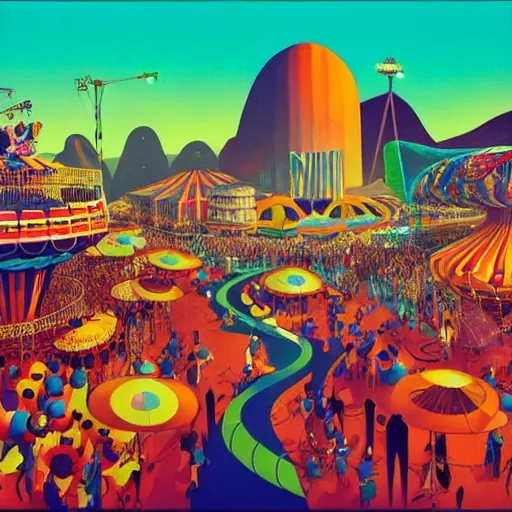 Image similar to carnival in rio de janiero by paolo eleuteri serpieri and tomer hanuka and chesley bonestell and daniel merriam and tomokazu matsuyama, unreal engine, high resolution render, featured on artstation, octane, 8 k, highly intricate details, vivid colors, vector illustration