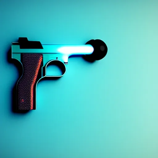 Image similar to cyberpunk revolver pistol, cyan and teal, photorealistic, 8 k,