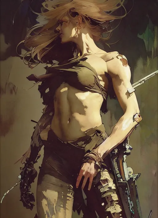 Image similar to beautiful neutral earth toned palette knife painting artwork by yoji shinkawa jeremy mann, full body character portrait warhammer 4 0 k, dancer, charlie bowater and magali villeneuve and alphonse mucha, gaston bussiere, craig mullins, j. c. leyendecker, by artgerm