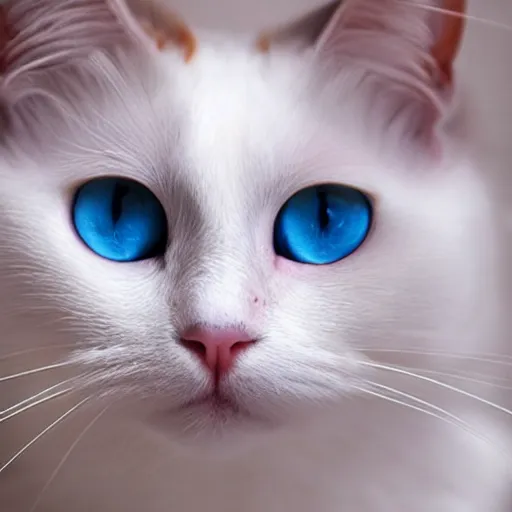 Image similar to “a white cat with blue eyes and is crossed eyed”