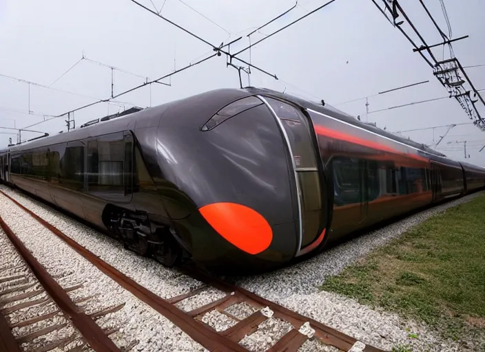 Prompt: A train that looks like a firefly. This advanced train was designed to look like a butterfly.