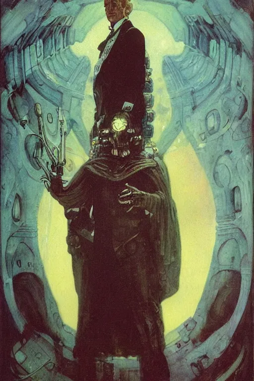 Image similar to full length portrait of dr who enemy eldred, painted by lawrence alma tadema, zdzislaw beksinski, norman rockwell, jack kirby, tom lovell, alex malveda, greg staples, hand of fear, bbc, tv