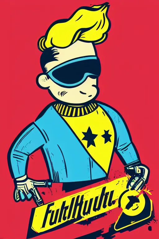 Image similar to fallout 7 6 retro futurist illustration art by butcher billy, sticker, colorful, illustration, highly detailed, simple, smooth and clean vector curves, no jagged lines, vector art, smooth andy warhol style