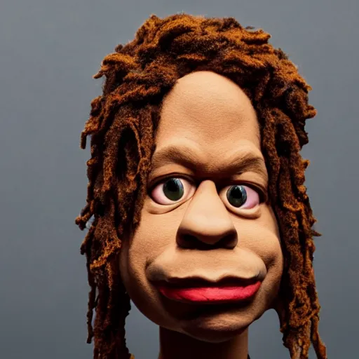 Image similar to a cinematic photograph still of trippie redd made out of clay, in claymation