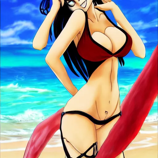 Image similar to sultry nico robin on the beach, one piece, anime art pixiv