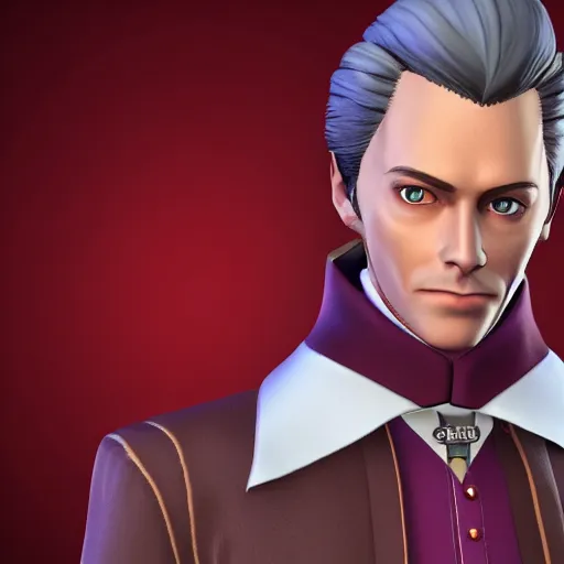Prompt: a highly detailed portrait of miles edgeworth from ace attorney as a character from arcane, unreal engine, 3 d render